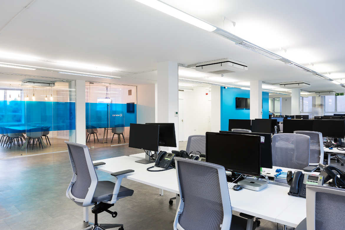 New Penderel House open plan office with work stations on 284-288 High Holborn, London, to let with Anton Page