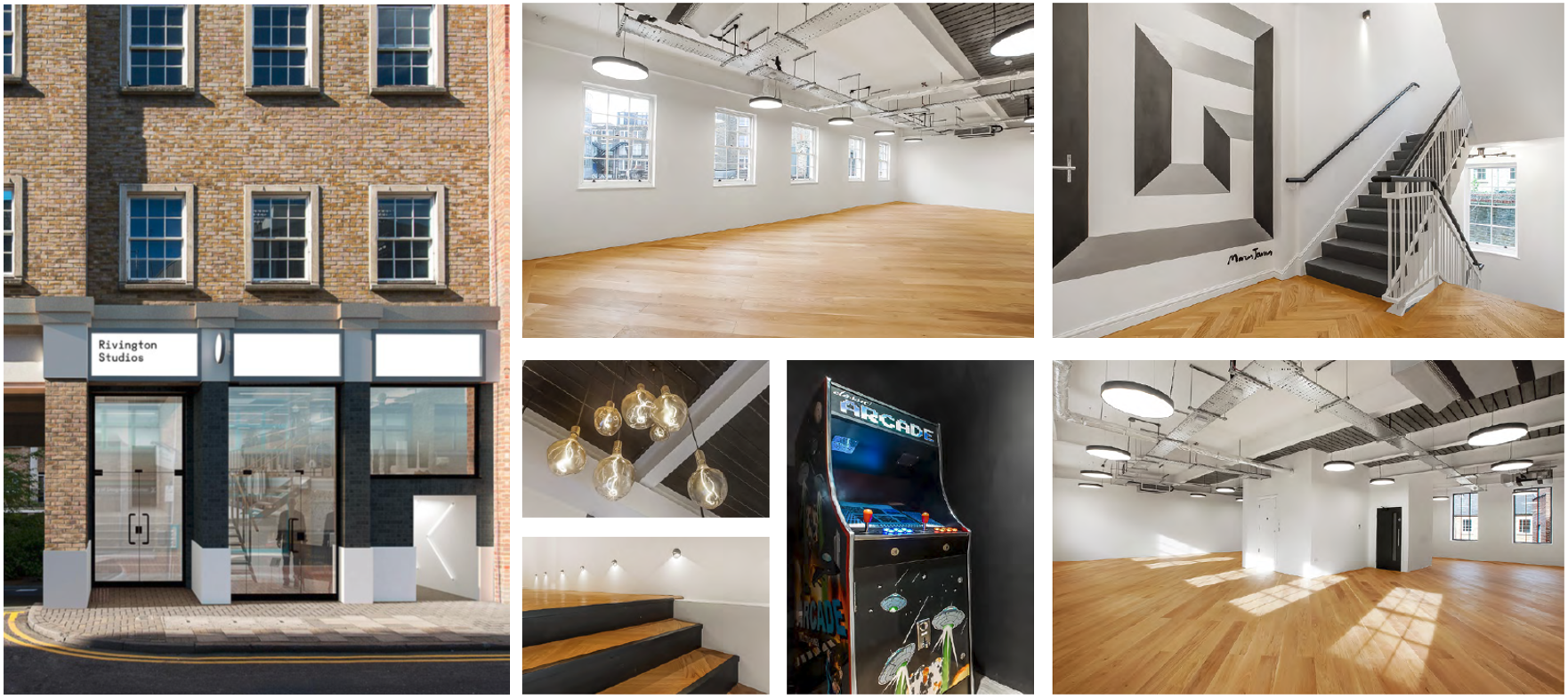 Photo collage of Rivington Studios, a commercial property let by Anton Page