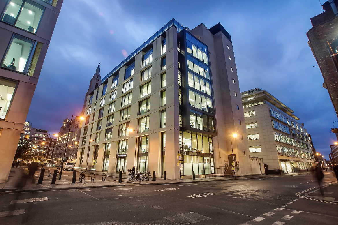 Offices exterior overlooking Finsbury Square, a commercial property let by Anton Page